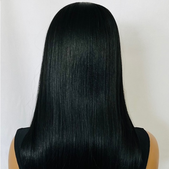 28” Long Black Straight Premium Fiber Lace Front Wig / Daily Wear or Events - Picture 5 of 6